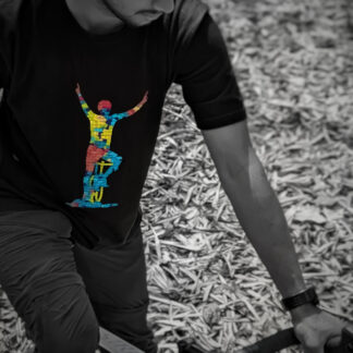 Calyz Black T-Shirt with Multi Colored Cycling Winner